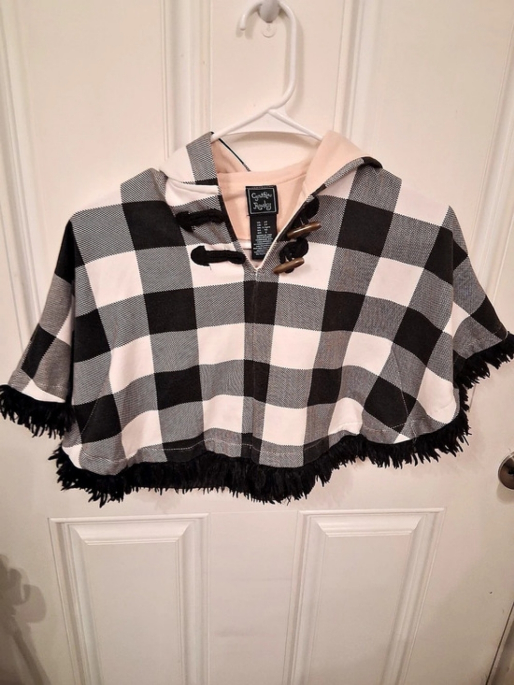 Synthia Rowley Girls Checkered Cape Black & White Size 2T Poncho